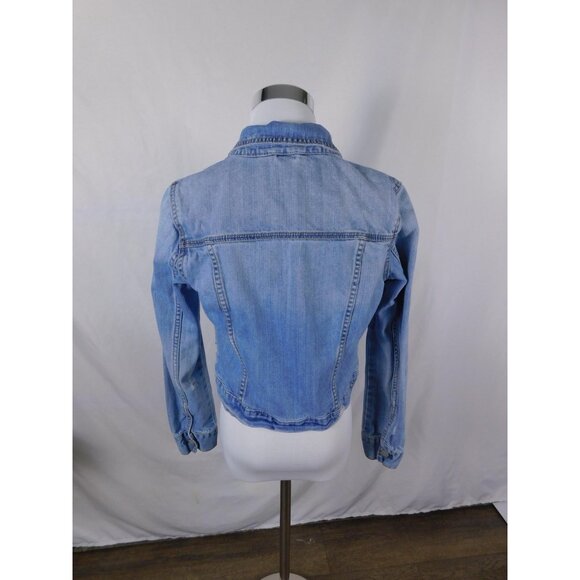 Aeropostale Denim Jacket Womens Medium Light Wash Distressed Trucker Blue - Picture 7 of 12